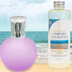 Lampe catalytique Fuchsia Mat + Parfum Mediterranean Light 500 ml. Élimine mauvaises odeurs, parfume et améliore qualité de l'air