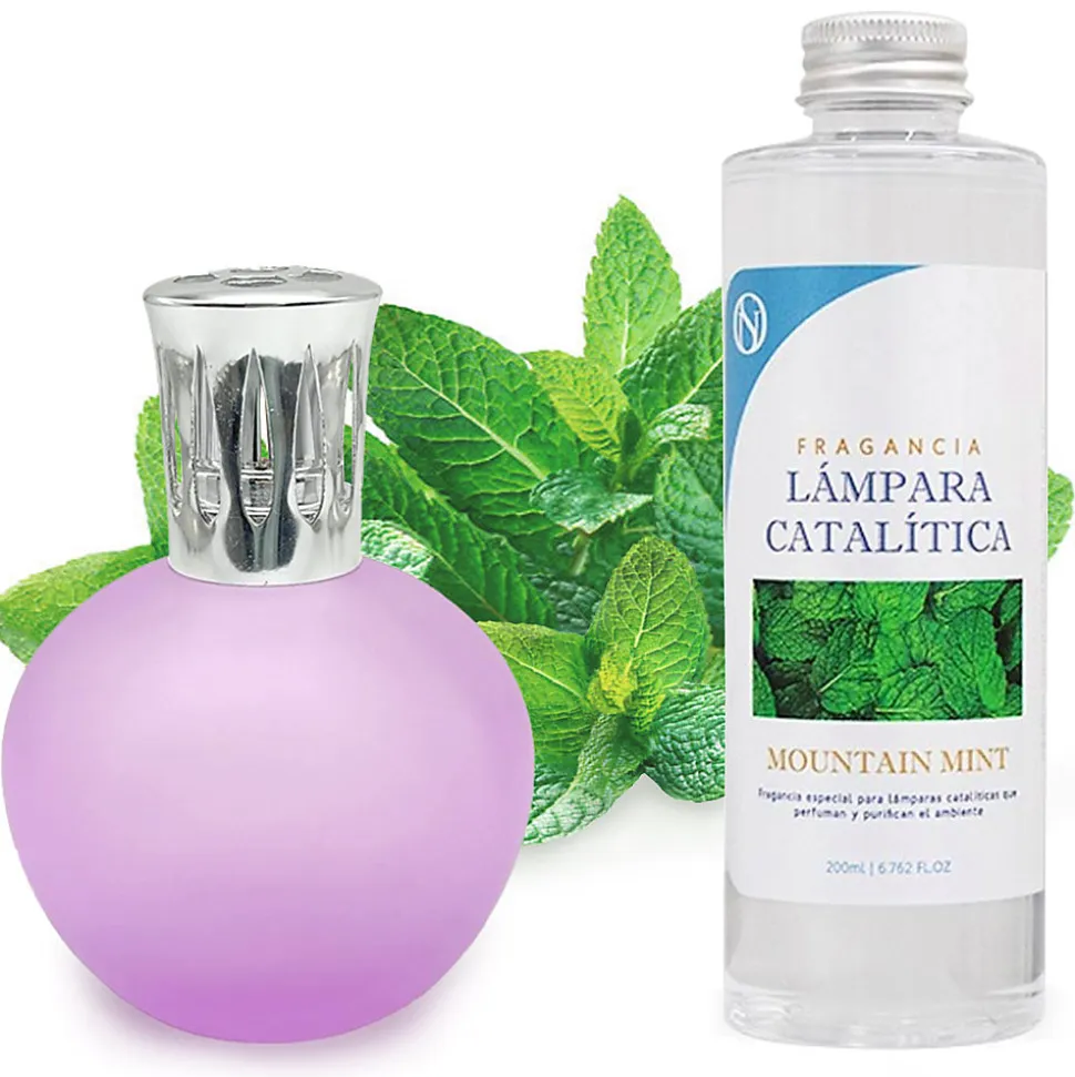 Lampe catalytique Fuchsia Mat + Arôme Mountain Mint 500 ml - Élimine les mauvaises odeurs, parfume et améliore la qualité de l'air