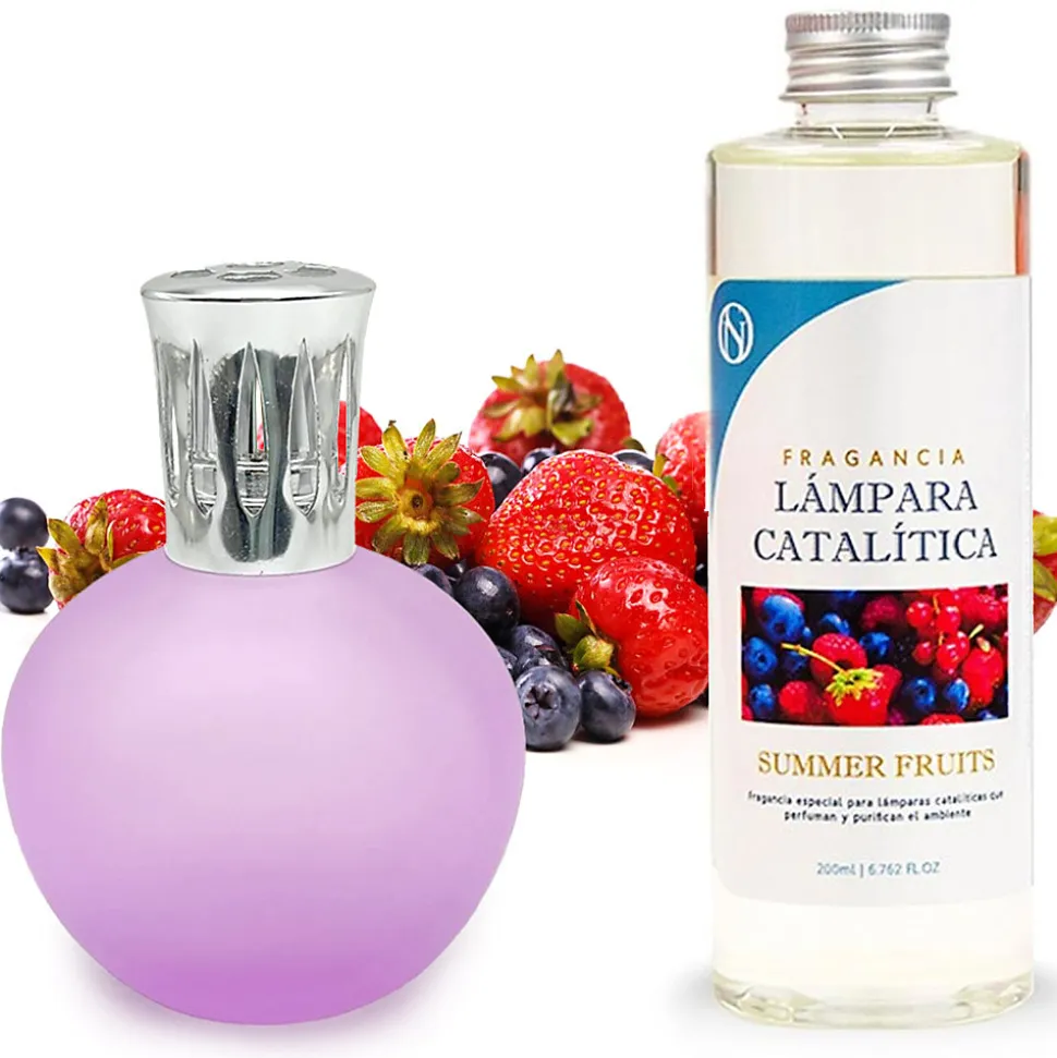 Lampe catalytique Fuchsia Mat + Arôme Summer Fruits 200 ml - Élimine les mauvaises odeurs, parfume et améliore la qualité de l'air