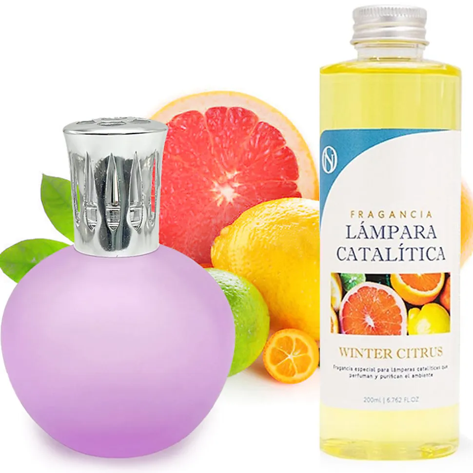 Lampe catalytique Fuchsia Mat + Arôme Winter Citrus 200 ml - Élimine les mauvaises odeurs, parfume et améliore la qualité de l'air