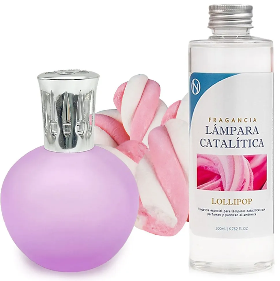 Lampe catalytique Fuchsia Mat + Parfum Lollipop 500 ml - Élimine les mauvaises odeurs, parfume et améliore la qualité de l'air