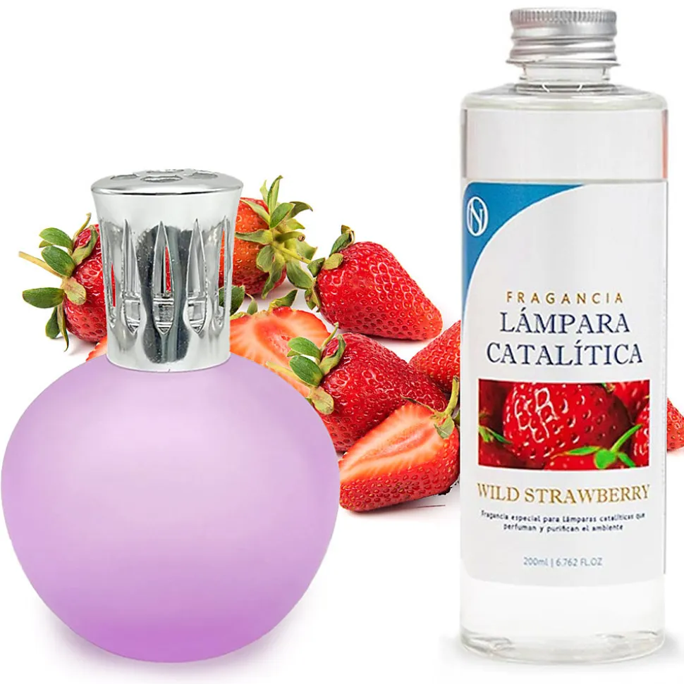 Lampe catalytique Fuchsia Mat + Arôme Wild Strawberry 200 ml - Élimine mauvaises odeurs, parfume et améliore la qualité de l'air