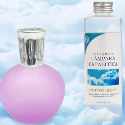 Lampe catalytique Fuchsia Mat + Parfum Cotton Clean 200 ml - Élimine les mauvaises odeurs, parfume et améliore la qualité de l'air
