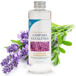 Lampe catalytique Fuchsia Mat + Parfum Lavender Expression 500 ml. Élimine mauvaises odeurs, parfume et améliore qualité de l'air
