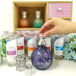 Lampe catalytique Mosaïque Blanc + Arôme Winter Citrus 500 ml - Élimine mauvaises odeurs, parfume et améliore la qualité de l'air