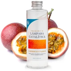 Lampe catalytique Mosaïque Doré + Parfum Caribbean Passion 500 ml - Élimine mauvaises odeurs, parfume et améliore qualité de l'air