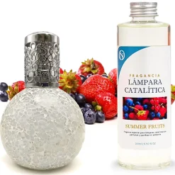 Lampe catalytique Mosaïque Blanc + Arôme Summer Fruits 500 ml - Élimine mauvaises odeurs, parfume et améliore la qualité de l'air