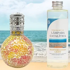 Lampe catalytique Mosaïque Bicolore + Mediterranean Light 500 ml - Élimine mauvaises odeurs, parfume et améliore qualité de l'air