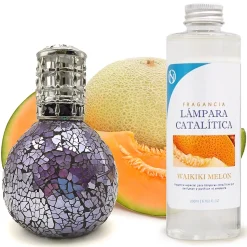 Lampe catalytique Mosaïque de minuit + Parfum Waikiki Melon 200 ml. Élimine mauvaises odeurs, parfume et améliore qualité de l'air