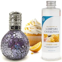 Lampe catalytique Mosaïque de minuit + Parfum Lemon Cake 500 ml - Élimine mauvaises odeurs, parfume et améliore qualité de l'air