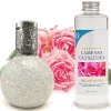 Lampe catalytique Mosaïque Blanc + Parfum Bed of Roses 500 ml - Élimine mauvaises odeurs, parfume et améliore la qualité de l'air