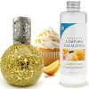 Lampe catalytique Mosaïque Doré + Parfum Lemon Cake 500 ml - Élimine mauvaises odeurs, parfume et améliore la qualité de l'air