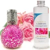 Lampe catalytique Mosaïque Fuchsia + Parfum Bed of Roses 500 ml - Élimine mauvaises odeurs, parfume et améliore qualité de l'air