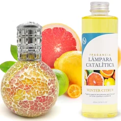 Lampe catalytique Mosaïque Bicolore + Arôme Winter Citrus 200 ml - Élimine mauvaises odeurs, parfume et améliore qualité de l'air