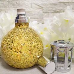 Lampe catalytique Mosaïque Doré + Arôme Mountain Mint 200 ml - Élimine mauvaises odeurs, parfume et améliore la qualité de l'air