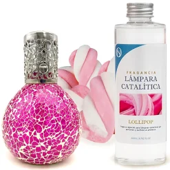 Lampe catalytique Mosaïque Fuchsia + Parfum Lollipop 200 ml - Élimine mauvaises odeurs, parfume et améliore qualité de l'air