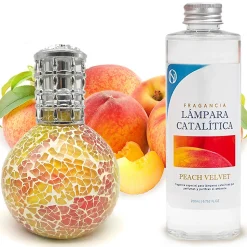 Lampe catalytique Mosaïque Bicolore + Parfum Peach Velvet 500 ml - Élimine mauvaises odeurs, parfume et améliore qualité de l'air
