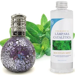 Lampe catalytique Mosaïque de minuit + Mountain Mint 200 ml - Élimine mauvaises odeurs, parfume et améliore la qualité de l'air
