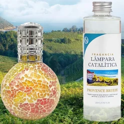 Lampe catalytique Mosaïque Bicolore + Arôme Provence Breeze 200ml - Élimine mauvaises odeurs, parfume et améliore qualité de l'air