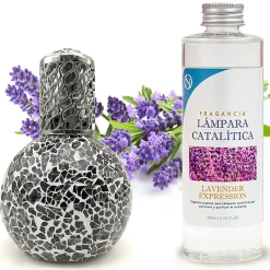 Lampe catalytique Mosaïque Noir + Lavender Expression 500 ml - Élimine mauvaises odeurs, parfume et améliore qualité de l'air