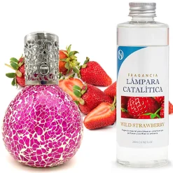 Lampe catalytique Mosaïque Fuchsia + Wild Strawberry 200 ml - Élimine mauvaises odeurs, parfume et améliore qualité de l'air