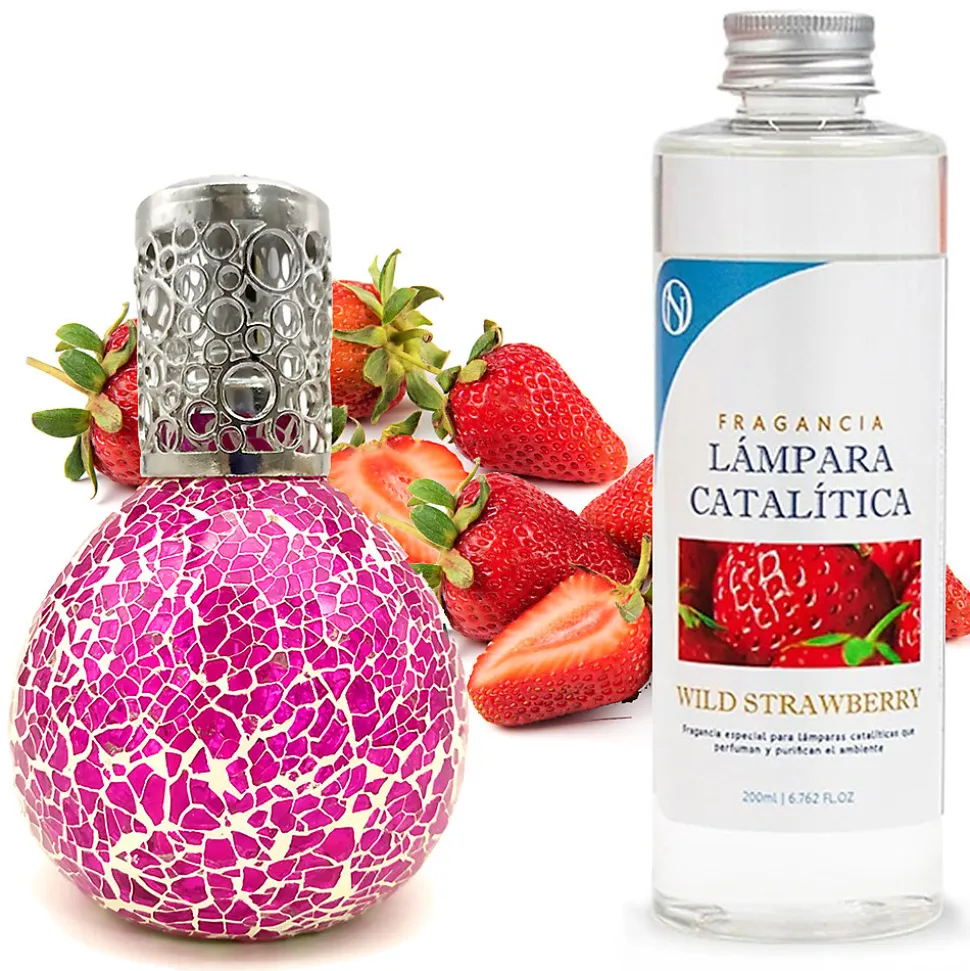 Lampe catalytique Mosaïque Fuchsia + Wild Strawberry 200 ml - Élimine mauvaises odeurs, parfume et améliore qualité de l'air