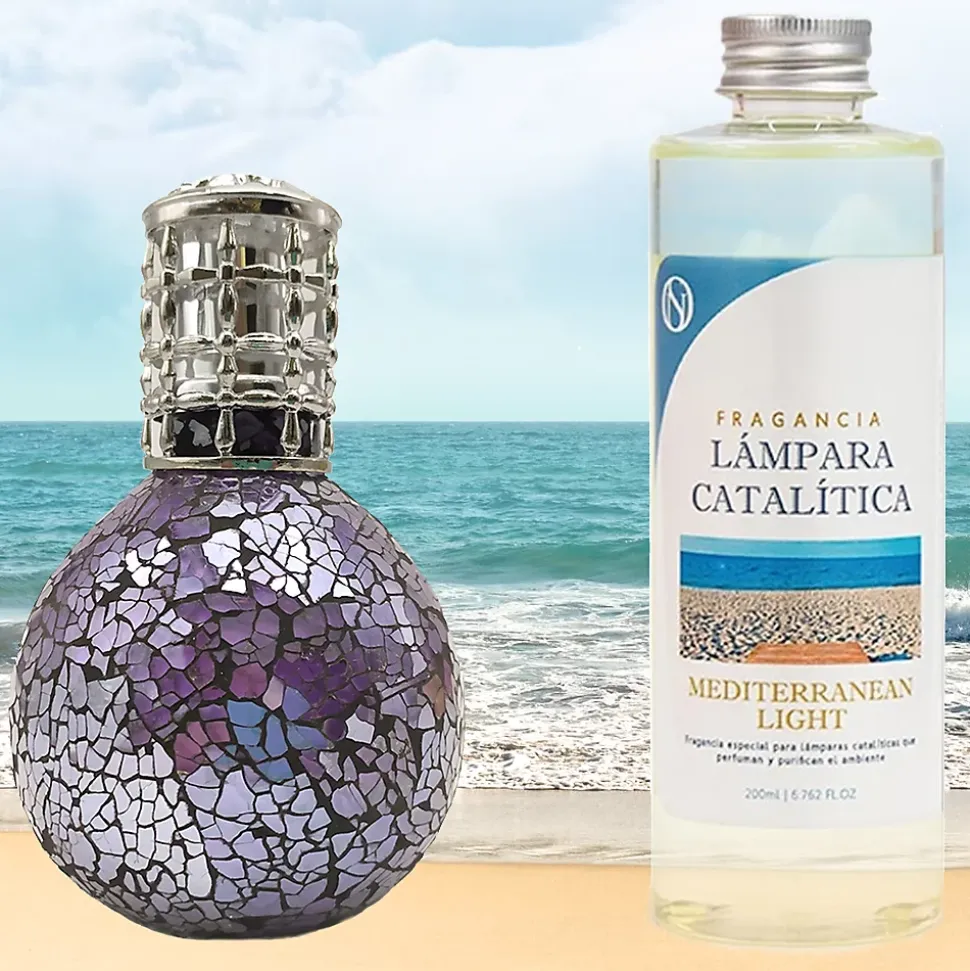 Lampe catalytique Mosaïque de minuit + Mediterranean Light 500 ml - Élimine mauvaises odeurs, parfume et améliore qualité de l'air