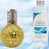 Lampe catalytique Mosaïque Doré + Parfum Cotton Clean 500 ml - Élimine mauvaises odeurs, parfume et améliore la qualité de l'air