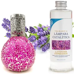 Lampe catalytique Mosaïque Fuchsia + Lavender Expression 200 ml - Élimine mauvaises odeurs, parfume et améliore qualité de l'air