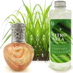 Lampe catalytique Orange Waves + Parfum Citronnelle 200 ml - Élimine les mauvaises odeurs, parfume et améliore la qualité de l'air