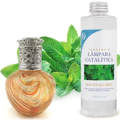 Lampe catalytique Orange Waves + Parfum Mountain Mint 200 ml - Élimine mauvaises odeurs, parfume et améliore la qualité de l'air
