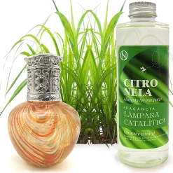 Lampe catalytique Orange Waves + Parfum Citronnelle 500 ml - Élimine les mauvaises odeurs, parfume et améliore la qualité de l'air