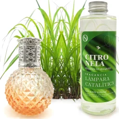Lampe catalytique Orange Diamonds + Parfum Citronnelle 200 ml - Élimine mauvaises odeurs, parfume et améliore la qualité de l'air