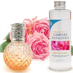 Lampe catalytique Orange Diamonds + Parfum Bed of Roses 200 ml - Élimine mauvaises odeurs, parfume et améliore la qualité de l'air