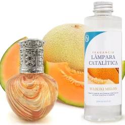 Lampe catalytique Orange Waves + Parfum Waikiki Melon 200 ml - Élimine mauvaises odeurs, parfume et améliore la qualité de l'air