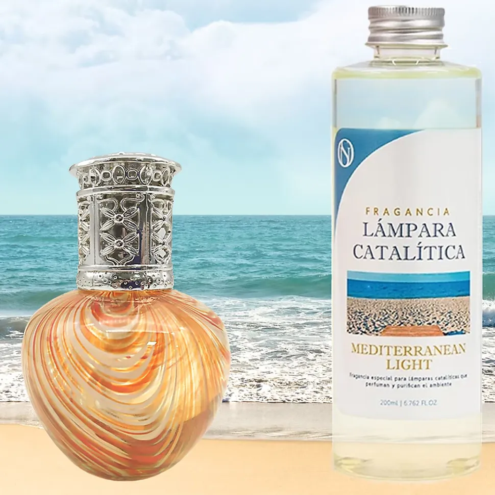 Lampe catalytique Orange Waves + Mediterranean Light 500 ml - Élimine mauvaises odeurs, parfume et améliore la qualité de l'air