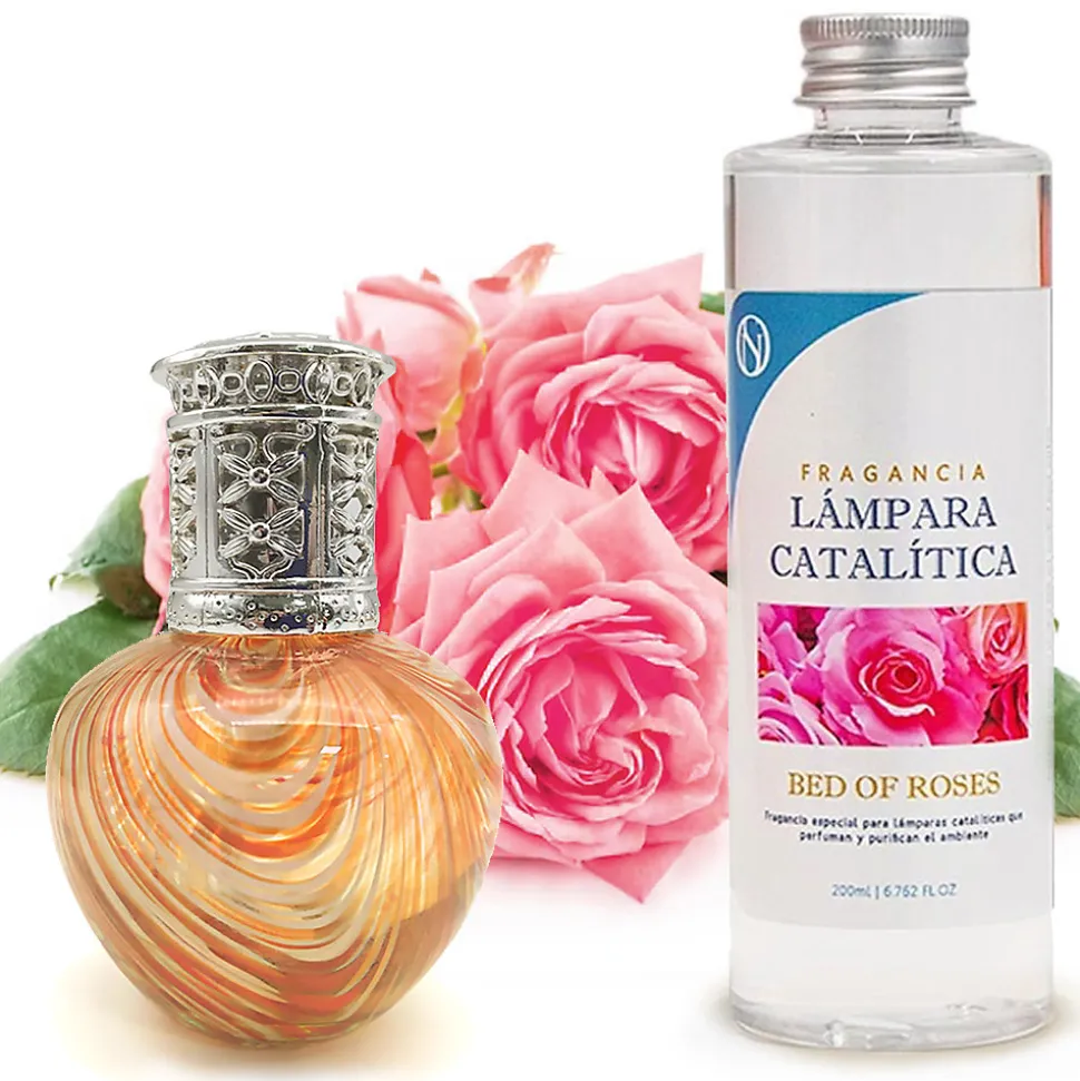 Lampe catalytique Orange Waves + Parfum Bed of Roses 200 ml - Élimine mauvaises odeurs, parfume et améliore la qualité de l'air