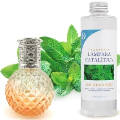 Lampe catalytique Orange Diamonds + Parfum Mountain Mint 200 ml - Élimine mauvaises odeurs, parfume et améliore qualité de l'air