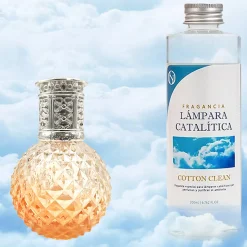 Lampe catalytique Orange Diamonds + Parfum Cotton Clean 500 ml - Élimine mauvaises odeurs, parfume et améliore la qualité de l'air