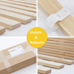 Lattes sans cadre 140x200cm 14 lattes en bois massif pour soutien ferme avec sangle enroulé