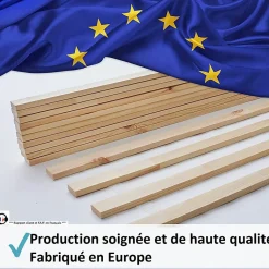 Lattes sans cadre 140x200cm 14 lattes en bois massif pour soutien ferme avec sangle enroulé