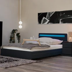 LED Lit NUBE gris foncé 180 x 200 cm