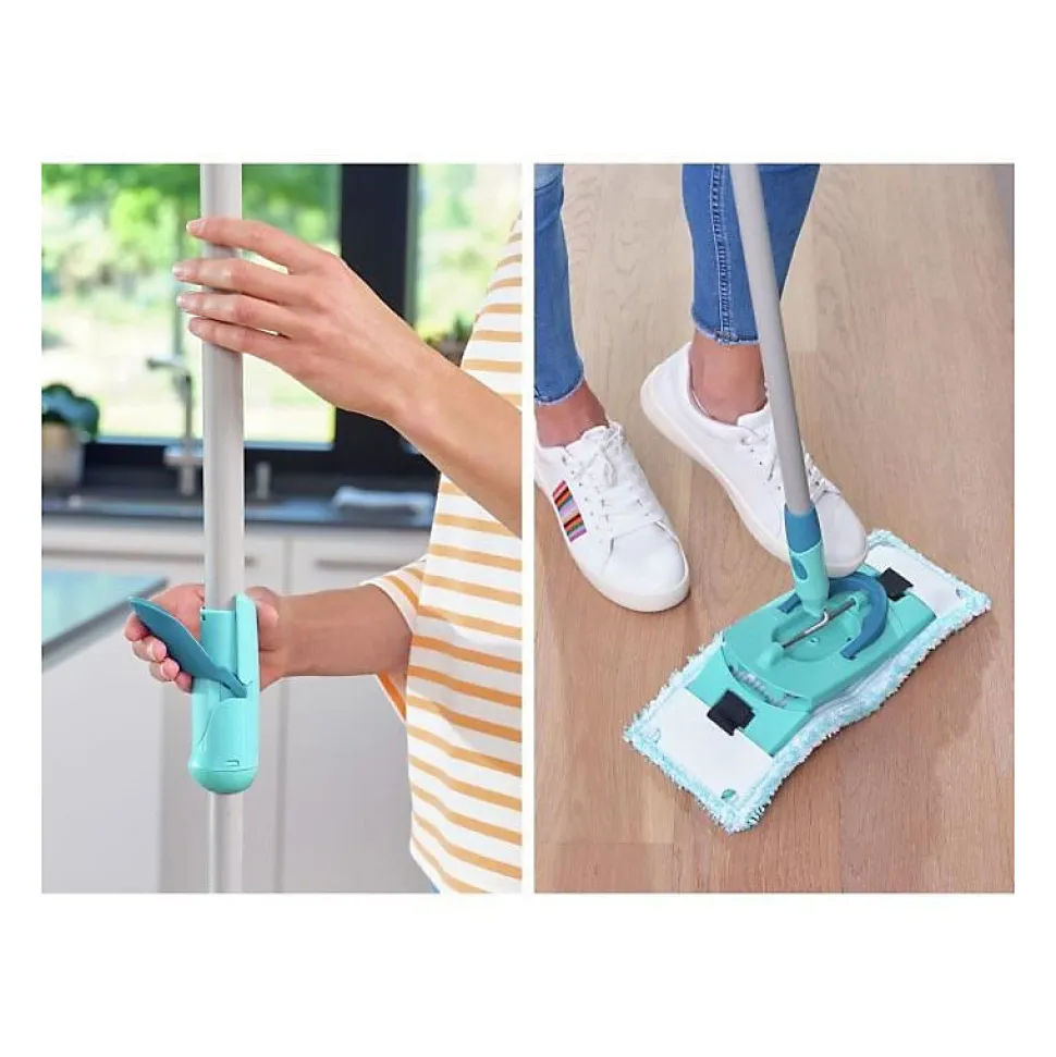 LEIFHEIT Clean Twist M Ergo mobile 52121 Kit de nettoyage sol - Balai a plat lave sol avec housse, seau a essorage facile, roule