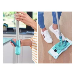LEIFHEIT Clean Twist M Ergo 52120 Kit de nettoyage sol - Balai a plat lave sol avec housse 33 cm et seau a essorage rotatif faci