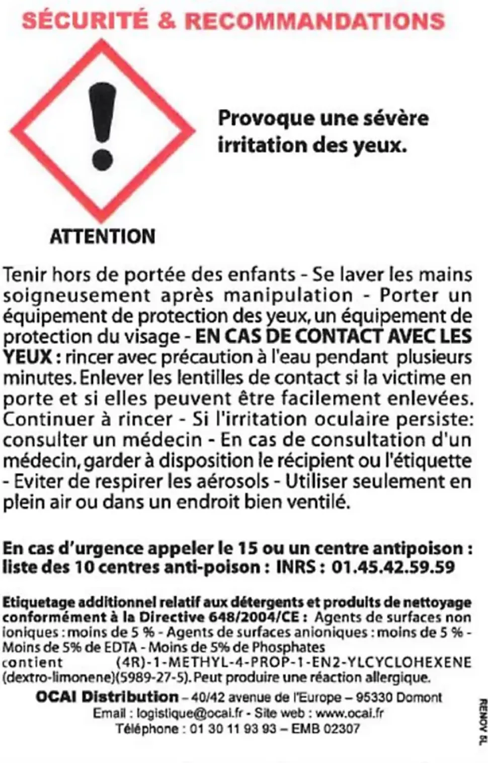 Lessive du sol au plafond Rénovocai 5L