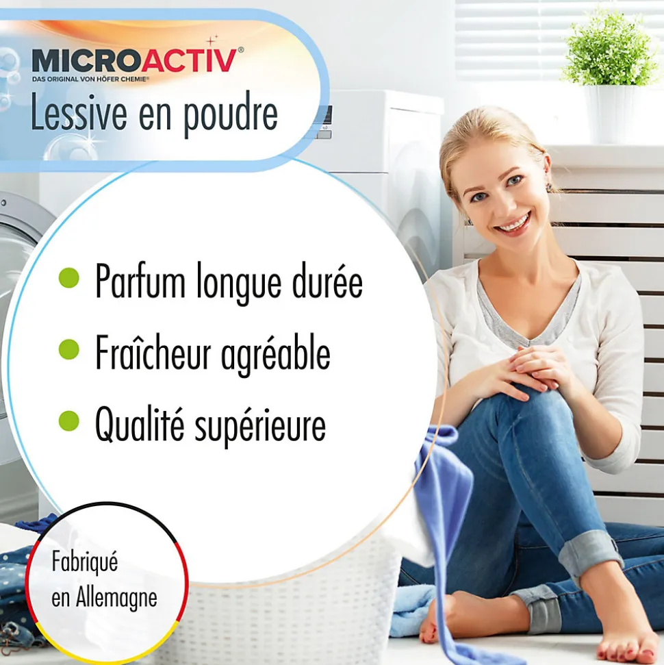 Lessive En Poudre Microactiv, 400 kg, Puissante Pour Blanc Et Couleurs