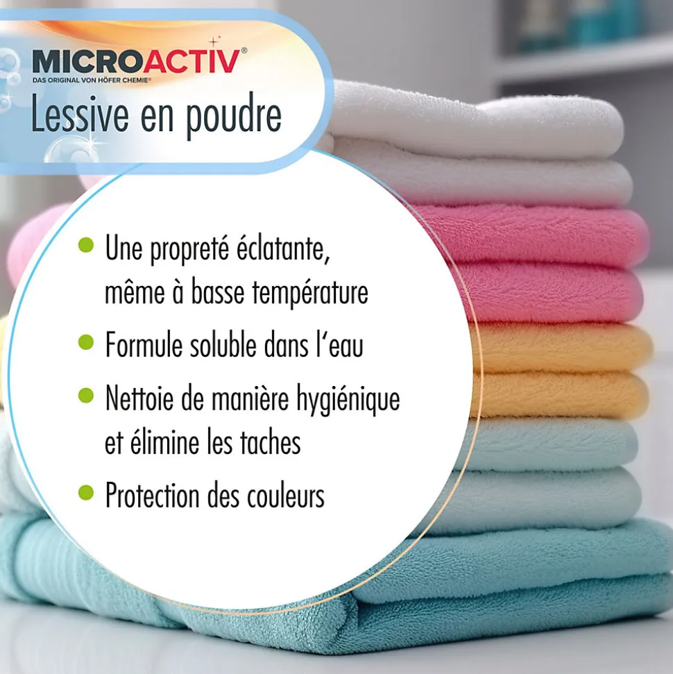 Lessive En Poudre Microactiv, 400 kg, Puissante Pour Blanc Et Couleurs