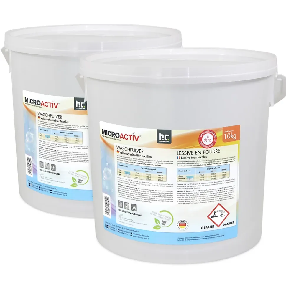 Lessive En Poudre Microactiv 20 L Puissante Pour Blanc Et Couleurs