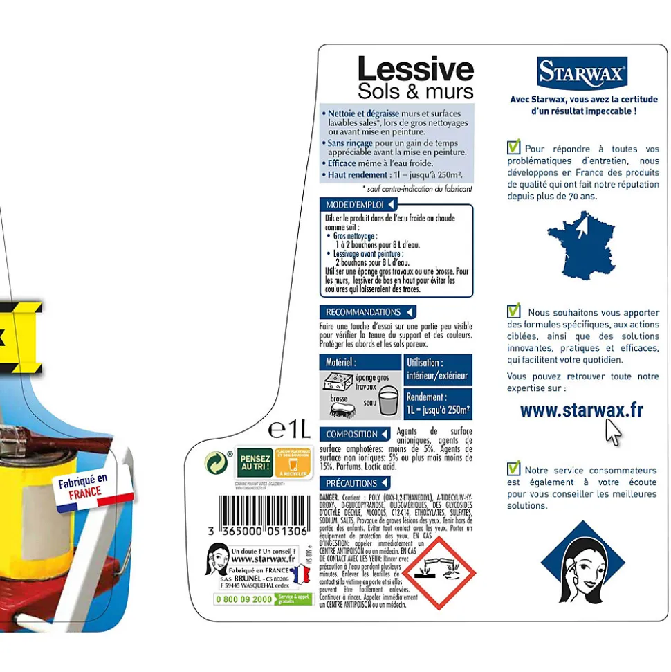 Lessive gros travaux sans rinçage Starwax 1L