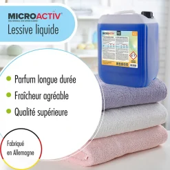 Lessive Liquide Microactiv 10 L Puissante Pour Blanc Et Couleurs, Se Dissout Facilement